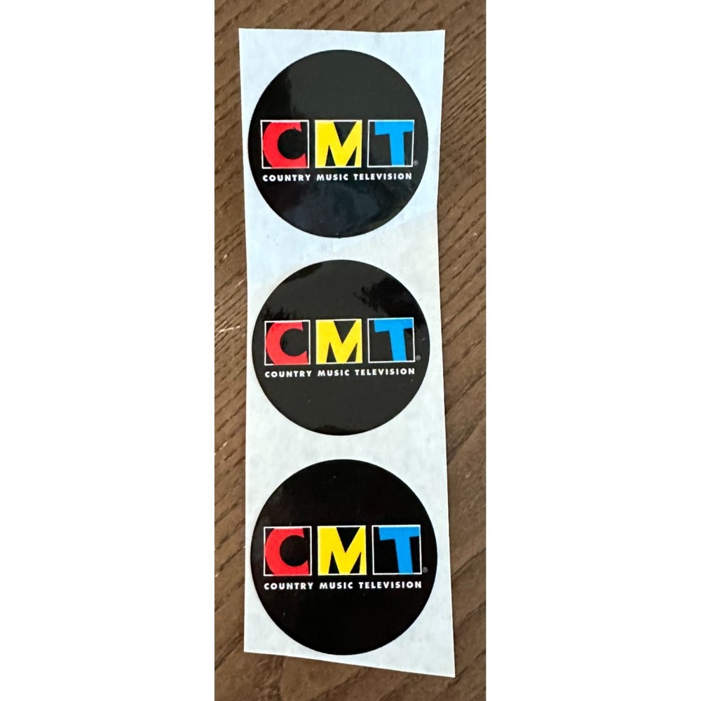 3 Vintage CMT Country Music Television Round Stickers Sheet